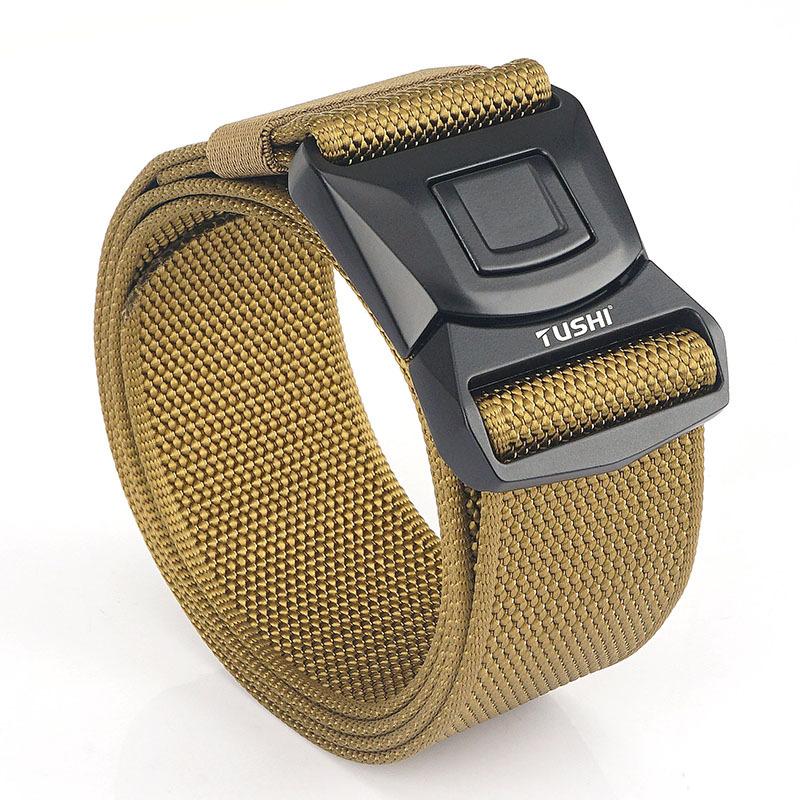 

Новый мужской ремень для поездок на работу с автоматической пряжкой из нейлона, универсальный двухслойный толстый ремень для отдыха на природе 125cm