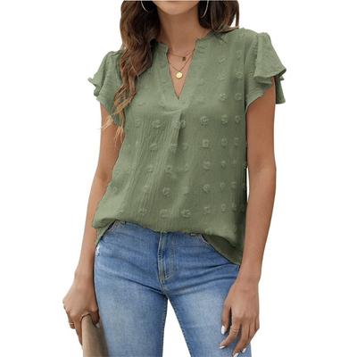 Damesblouse met ruchesranden Elegante chiffon blouse voor de zomer Shirt