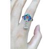 S925 Sterling Silver Cloisonné Enamel Blue Women's Ethnic Tassel Ring