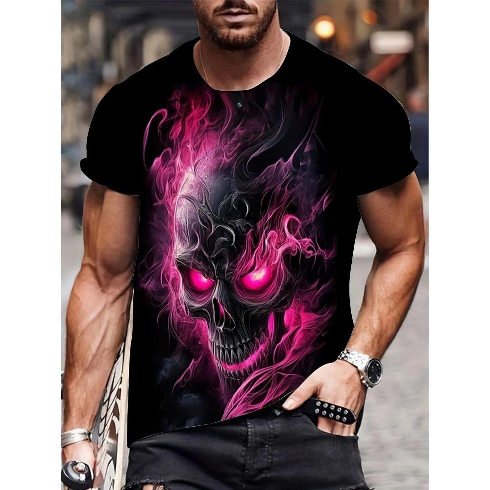 Fashionable Men's Loose T-Shirt with Animal Pattern, Short Sleeve, Crew Neck, Street Style Clothing