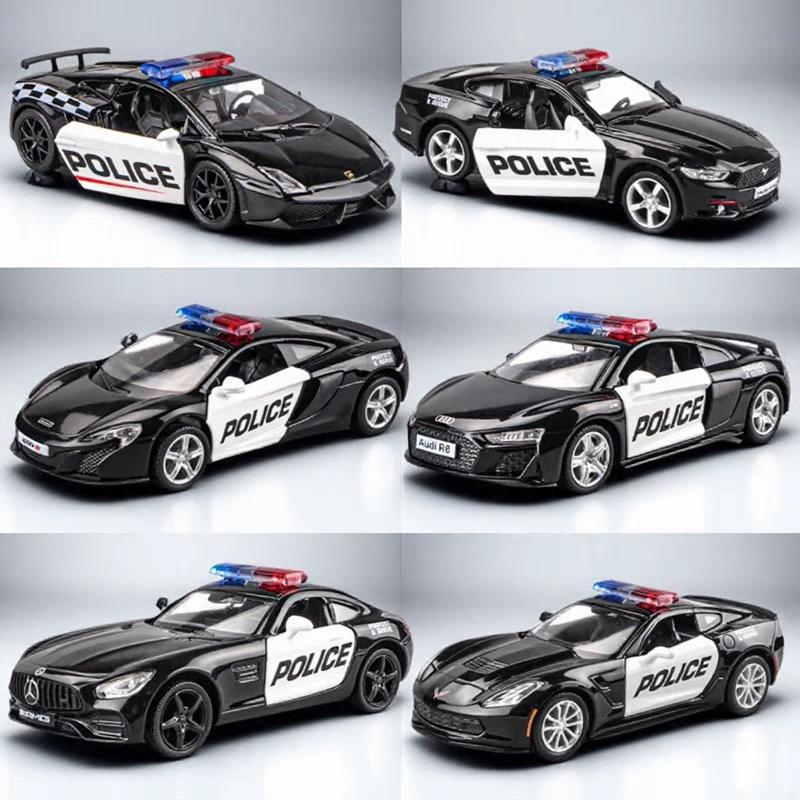 Seria Mașini de Poliție Volkswagen Mercedes Benz Dodge Lamborghini McLaren Ford Chevrolet Corvette Diecasts & Vehicule de Jucărie RMZ city 1:Model din aliaj 36