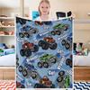 Monster Truck Blanket for Boys Car Throw Blankets Blue Soft Flannel Fleece Blanket for Kids Baby New Born Lightweight  grinch