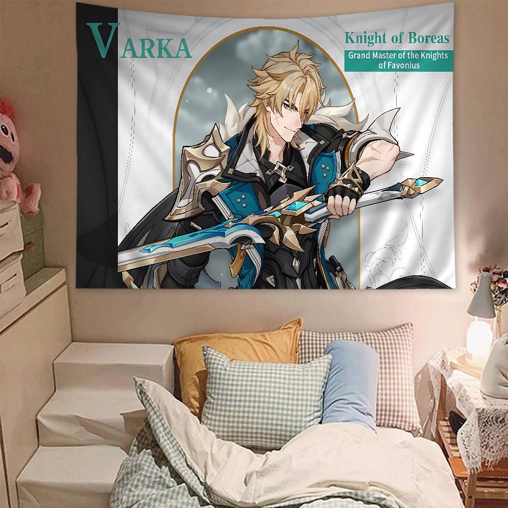 Genshin Impact Game Anime Tapestry Hippie Flower Wall Carpets Dorm Decor Wall Hanging Home Decor