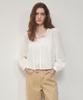 OSTKAKA Pintuck Lace Blouse Long Sleeve Ivory