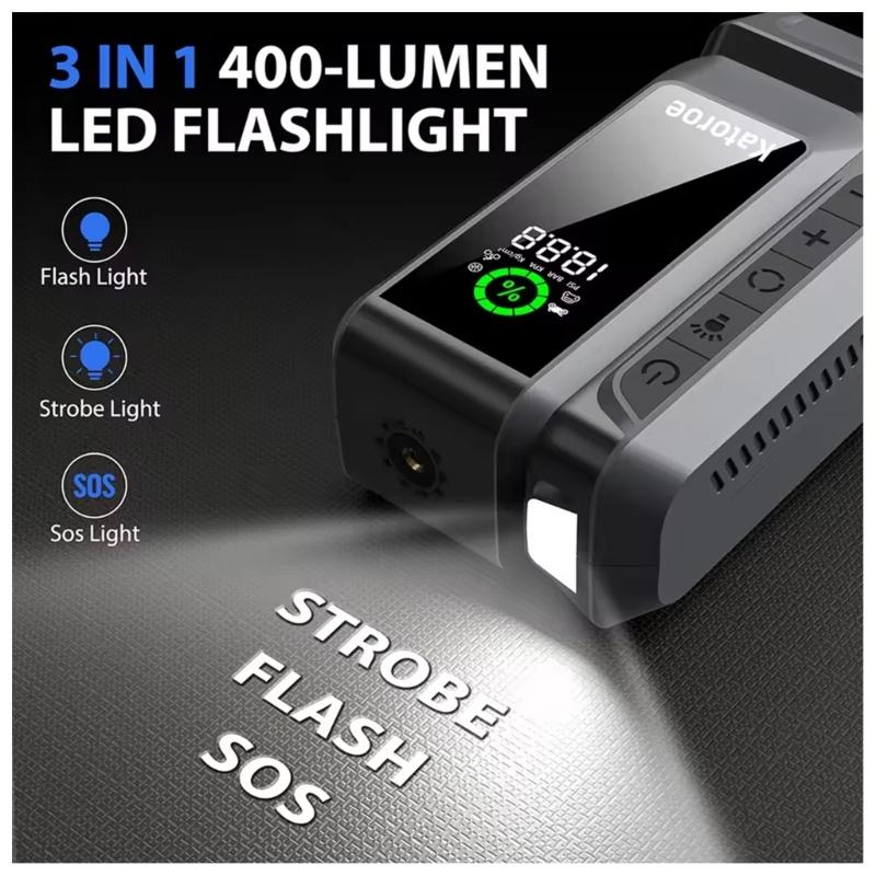 Compact Emergency Car Battery Booster And Air Compressor Tire Inflator With 35L/Min Inflation Rate For Roadside Assistance