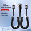 66W Retractable Elbow Splitter Data Cable for Apple, Huawei, Type-C, Fast Car Charging