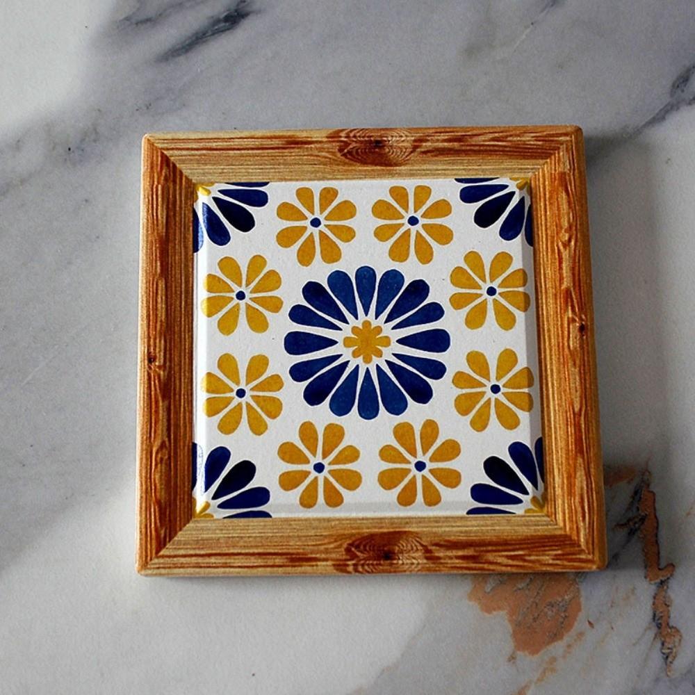 Square Bohemian Cup Coaster Floral Tile Desktop Decor Mat New Insulation Pad  Table Decoration Pads