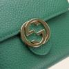 Used GUCCI Bifold Wallet Interlocking 615525 Leather Green Everyday Use