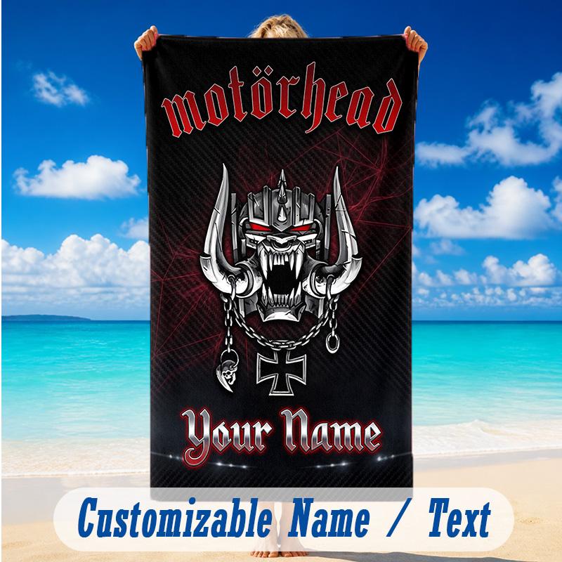 Beach Towel Custom Name Text, Quick Dry Large Towel For Beach HomeMotorhead