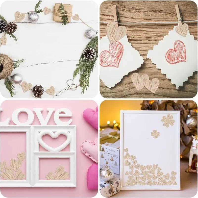100PCS Wooden Hearts for Crafts Wooden Slices Wood Hearts Cutout Slices DIY Unfinished Wooden Ornaments Embellishments Craft