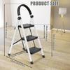 Vertical Ladder Step Ladder, 3 Folding Stool, Multi-Purpose Collapsible for Three Home or RV Outdoor Work, Heavy Duty 330 lbs Load (White, Red)