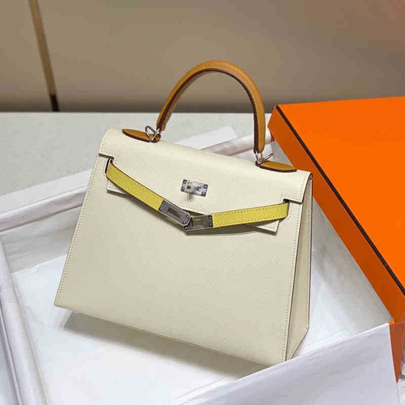 Haute Couture Palm Pattern KL Bag 25cm Second Generation Contrasting Color Half-hand Leather Shoulder Crossbody Bag Women's Mini