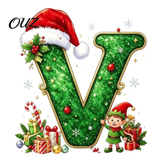 Durable Hanging Letter Decoration 26 Alphabet Christmas Ornament, Personalized Letters Acrylic Tree with Santa Hat Pendant And Elf Boy for Xmas Mantel