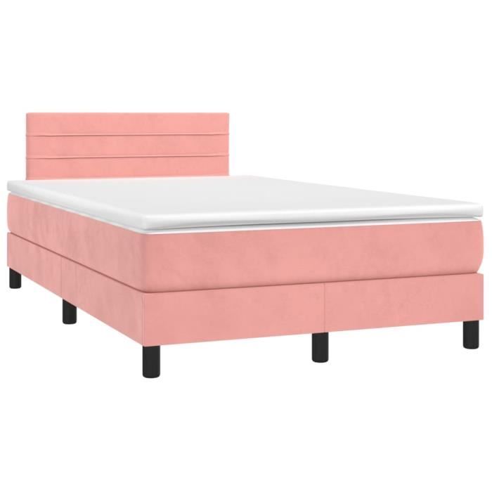 VidaXL Lit à sommier tapissier avec matelas Rose 120x200 cm Velours - Modèle 3141358