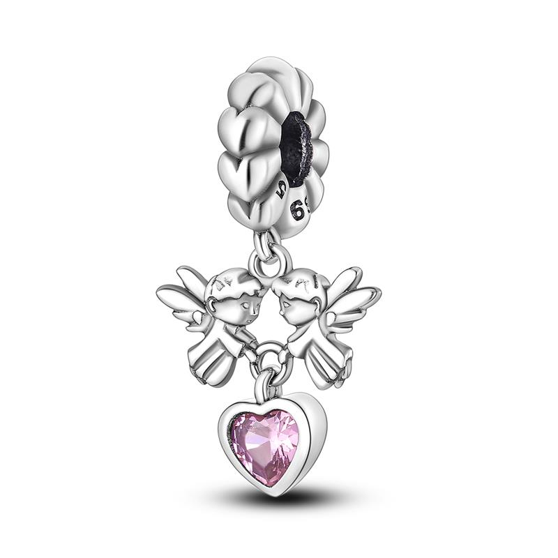 925 Silver Valentine's Day Love Pink Series Beads Suitable For Pan Bracelet Diy Anniversary Jewelry Gift