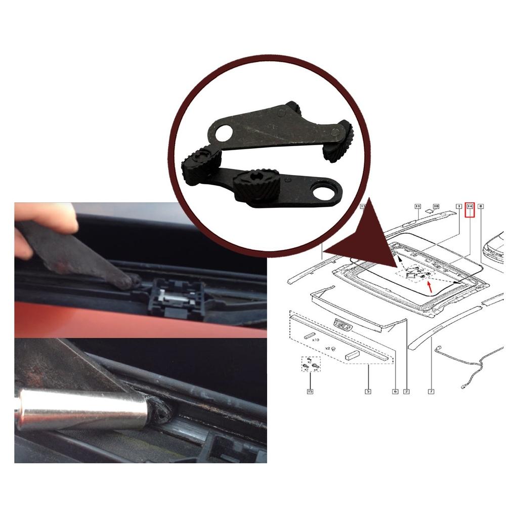 ESR527 Panoramic Roof Sunroof Sliding Mechanism Metal Shifter Runner Rubber Shoe Clips Repair Set for Renault Megane MK2 2002-2008 7701209744