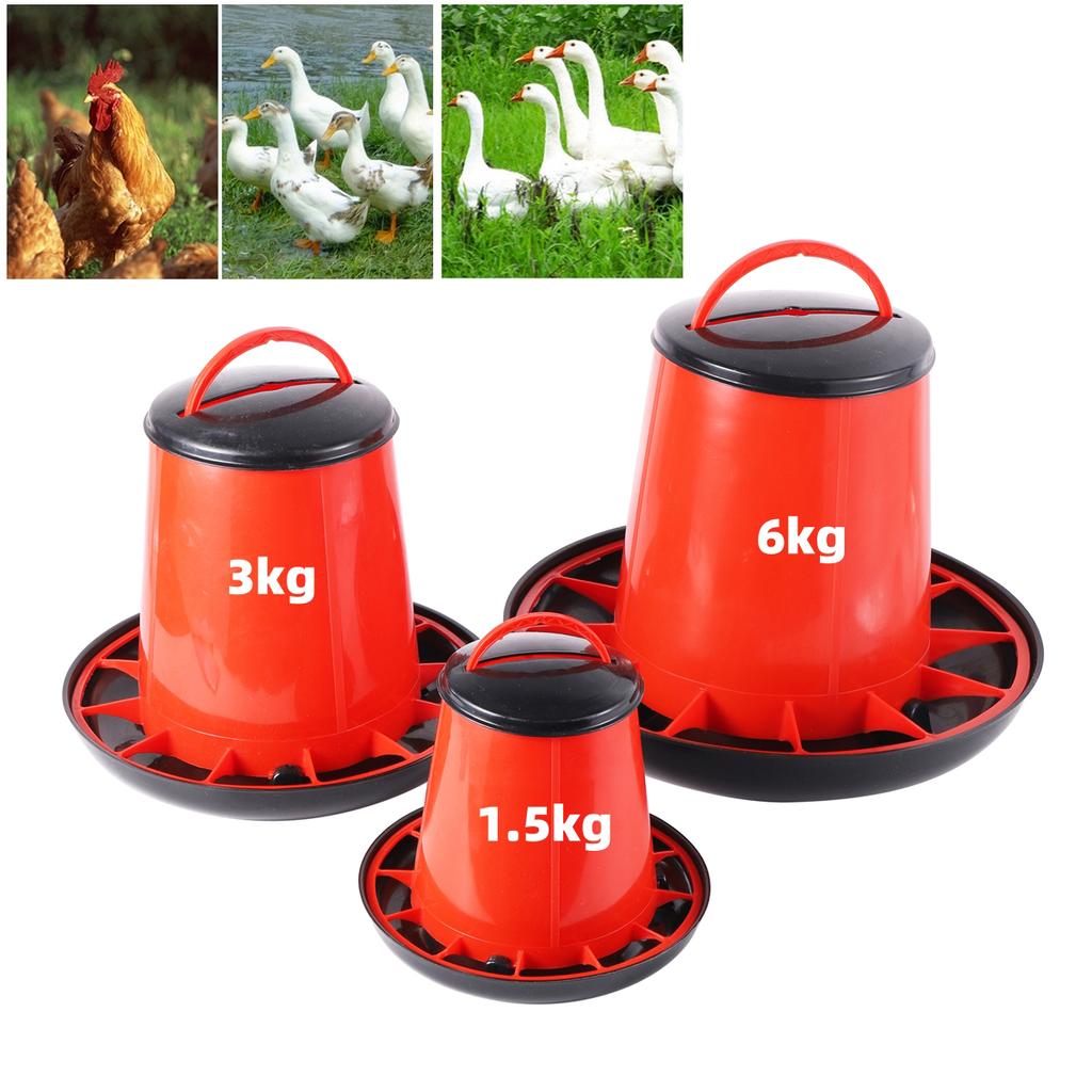 Thickened Chicken Feed Bucket 12 Troughs Automatic Poultry Duck Goose Pigeon Quail Feeder Farm Breeding Tools 1.5kg/3kg/6kg 1Pc