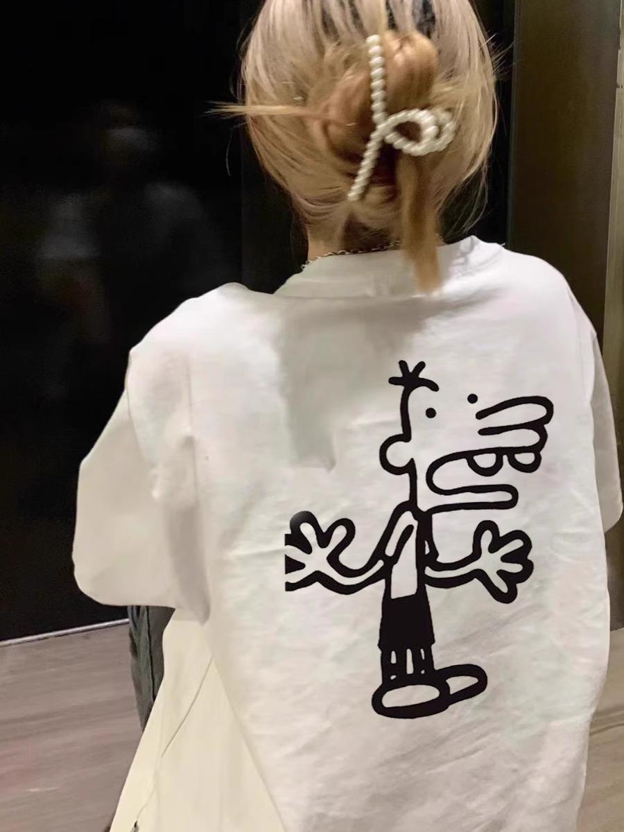 

Women s 2024 Summer Pure Cotton Short-Sleeve Loose Fit White T-Shirt - Trendy American Niche Design XL хізер сірий колір