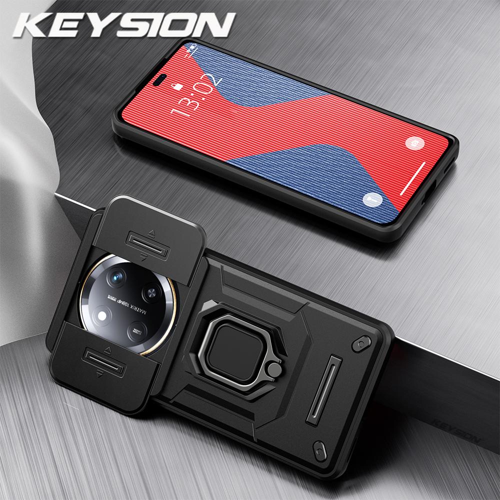 

Противоударный чехол KEYSION для HONOR X9c 5G, силиконовый + поликарбонатный слайдер, защитное кольцо для объектива камеры, подставка, чехол для телефона Huawei Honor X9c 5G for Honor X9c чёрный