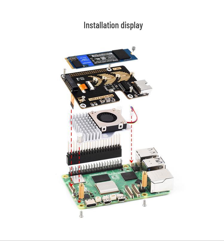 Raspberry Pi 5th Gen M.2 PCIe to Gigabit Ethernet HAT+ Board, 5Gbps Speed, Driver-Free SSD Boot