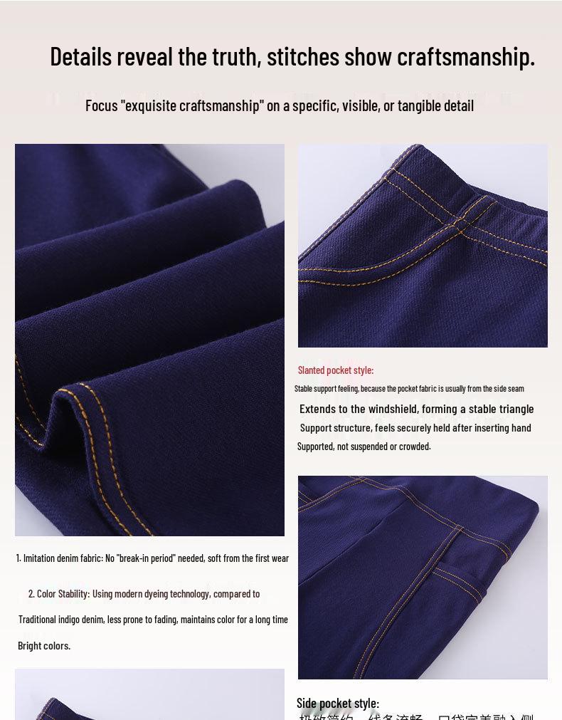 Stylische Mädchen Leggings im Slim Fit Look aus Imitation Denim für Frühling und Herbst: Elastische, Lange Hosen für Kinder