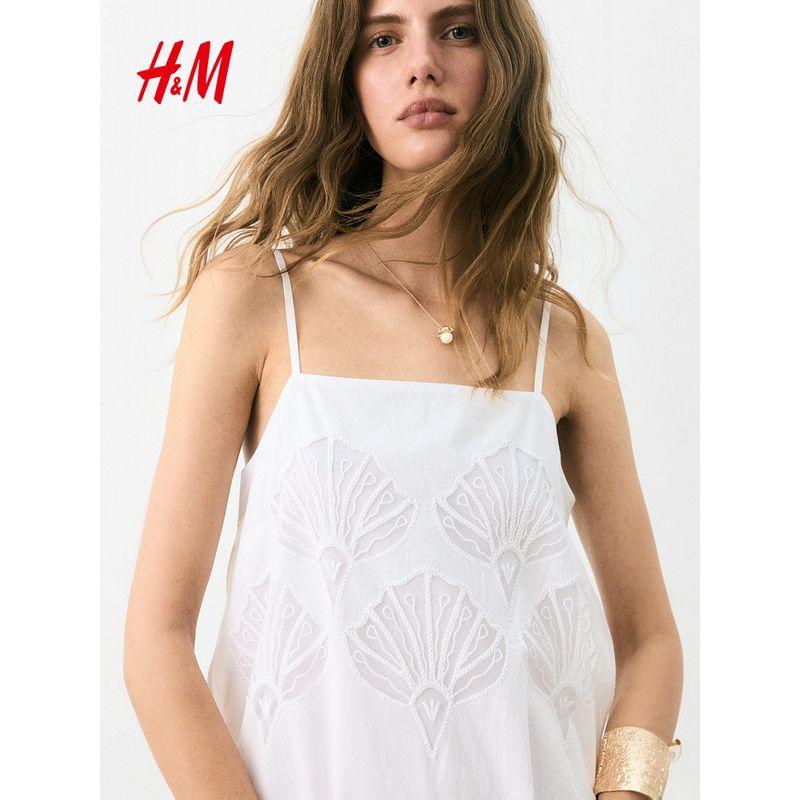 

Hm2025 Summer New Women clothes Fashion Casual All-matching Embroidery Strap Dress 1288351