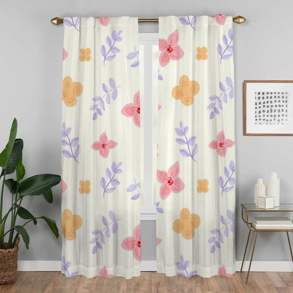 Frische Blumen in Farbe Vorhänge für Wohnzimmer Vorhang Raumteiler Halloween Dekoration Heiminterieur Vorhänge 2 Stück Jalousien