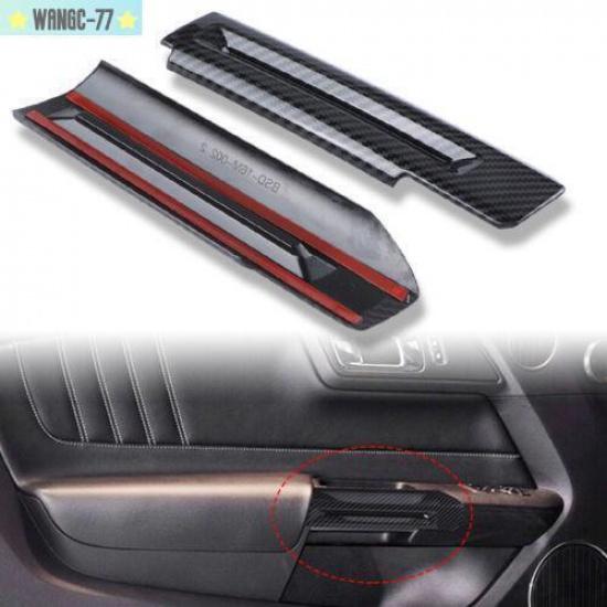 Interior Door Armrest Handle Decor Cover Trim For Ford Mustang 2015+Carbon Fiber