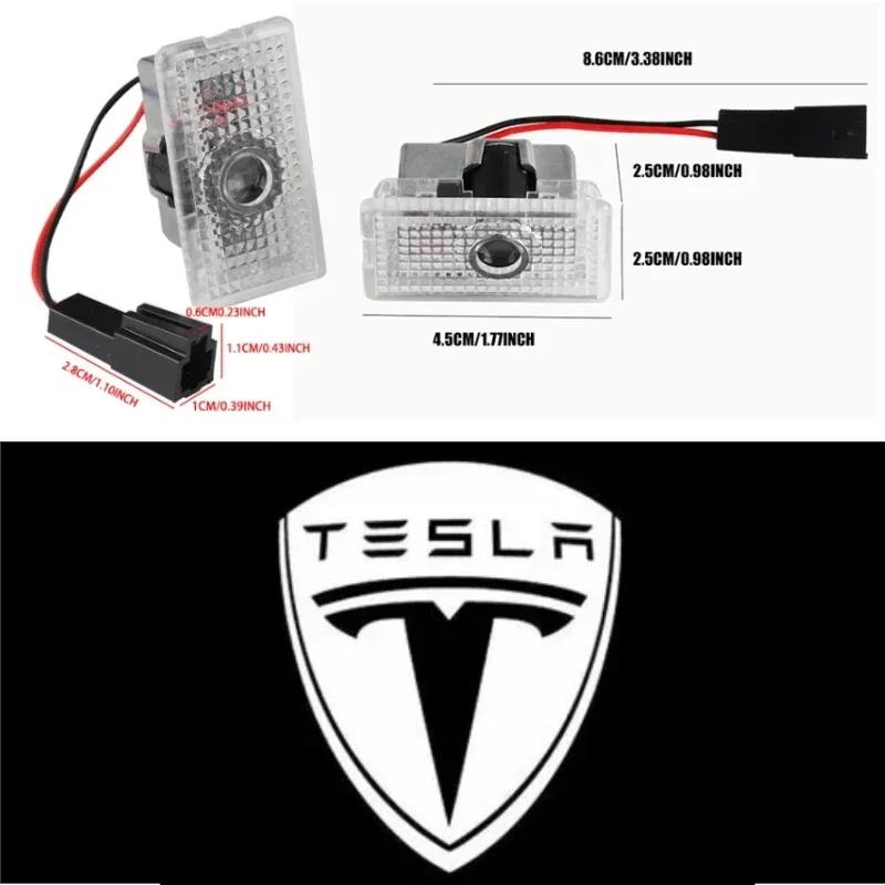 Car Sticker Tesla Tesla 2Pcs Car Door Projector Welcome Lights Accessories For Tesla Model 3 S X Y Cybertruck Roadster SpaceX Ca