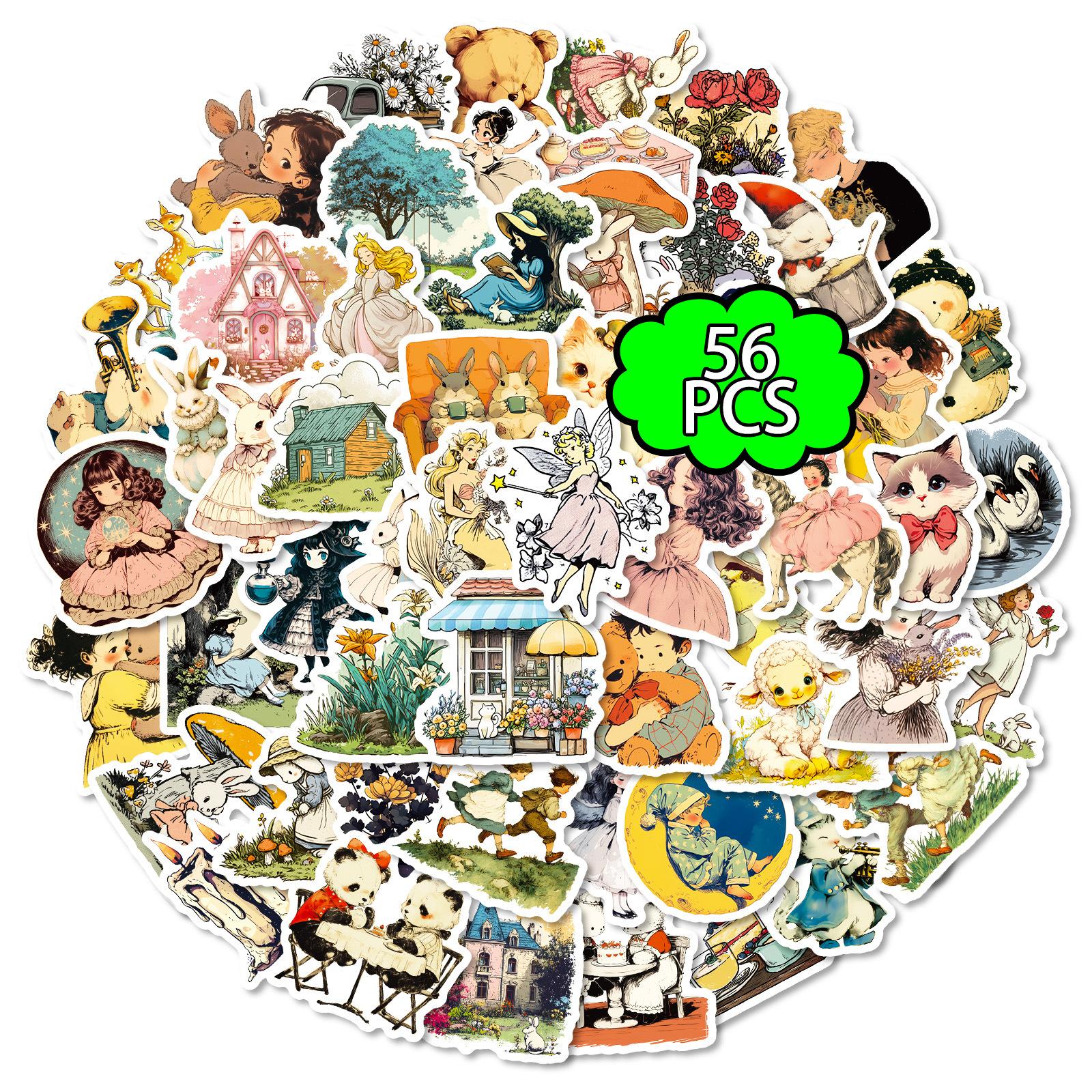 

56 Daily Miscellaneous Manga Wind Fairy Tale Theme Graffiti Stickers Pp Material Hand Decorative Stickers