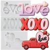Valentine's Day Silicone Molds Love OXOX Letter Heart Truck Fondant Mold Cake Decorating Tools Cupcake Topper Candy Resin Clay Chocolate Gumpaste Mold