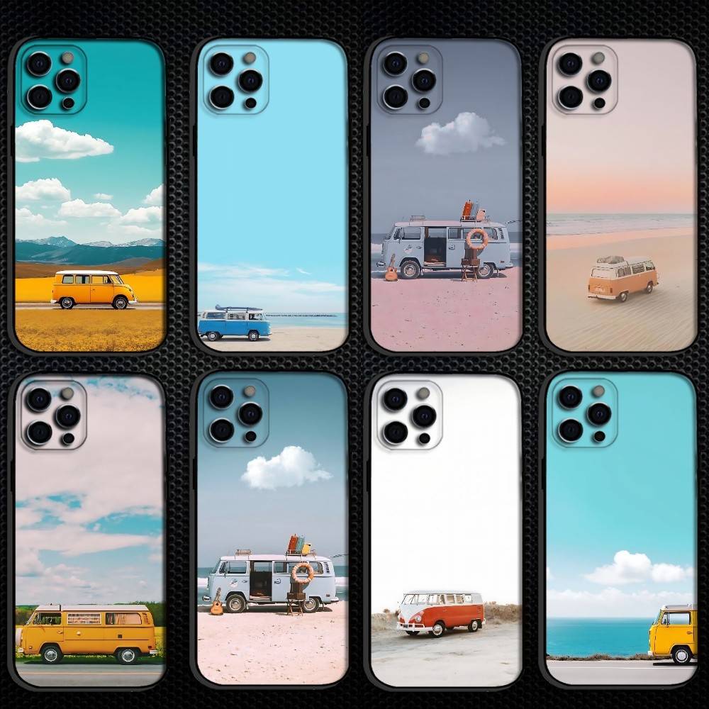 Traveling Car Phone Case For iPhone 16,15,14,13,12,11 Plus,Pro Max, Others Soft Black Cover
