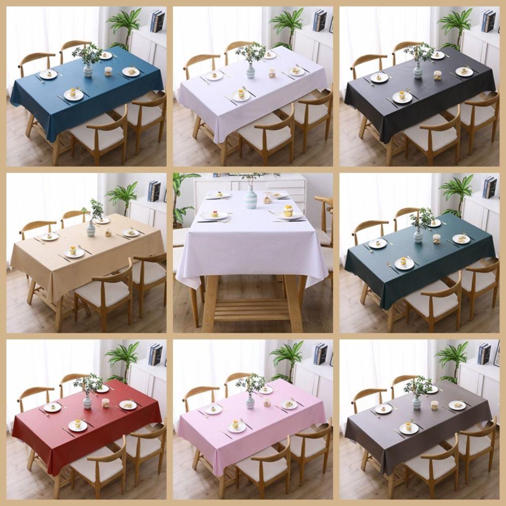 Rectangular PVC Tablecloth Solid Colour Table Cover Waterproof Tablecloth Household