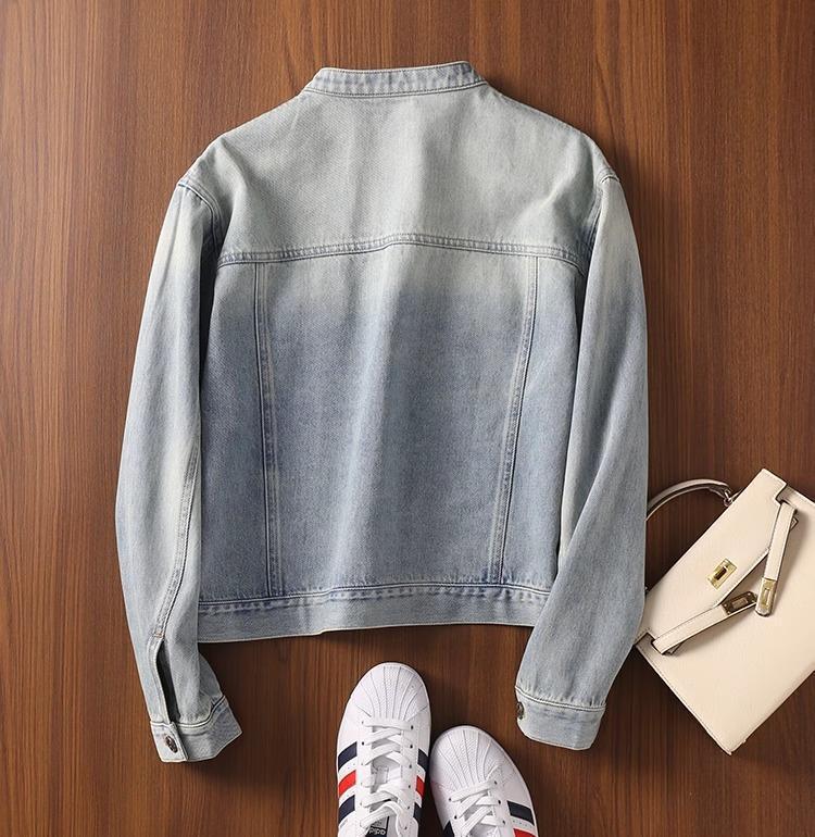 Women's Retro Distressed Long Sleeve Denim Jacket