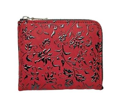 Inden Bolsa de moedas de couro genuíno com zíper Fundo x Carteira genuína preta com arabescos Bolsa de moedas com zíper redondo Presente de couro Respeito ao dia dos idosos