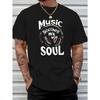 Men'S Music Soothes My Soul Graphic T-Shirt - Short-Sleeve Crewneck with Headphone Print, Summer Beach & Casual Wear, Beach T Shirt