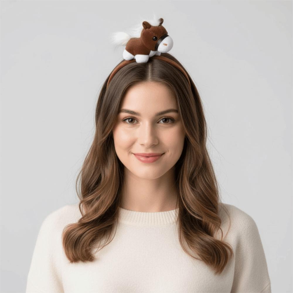 Mascot New Year Headband Cartoon Plush Horse Headband Cute Headpiece  Party Decoration