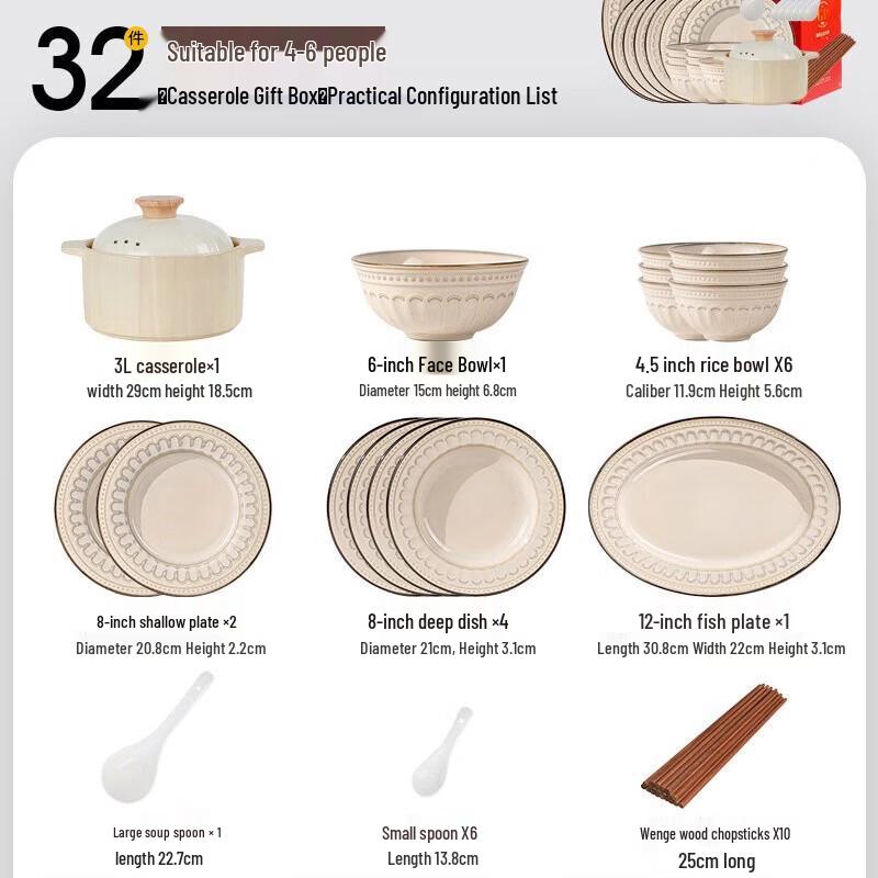 WJ Roman Series Retro Ceramic Dinnerware Set