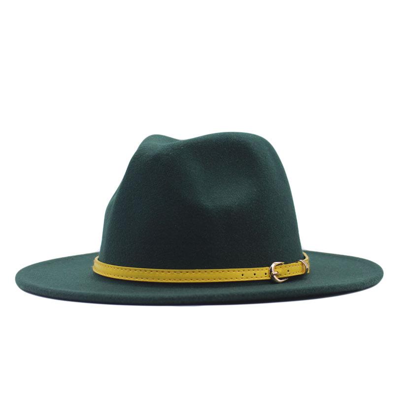 New spot European and American flat-brimmed felt jazz hat, British gentleman's retro woolen fashion felt hat