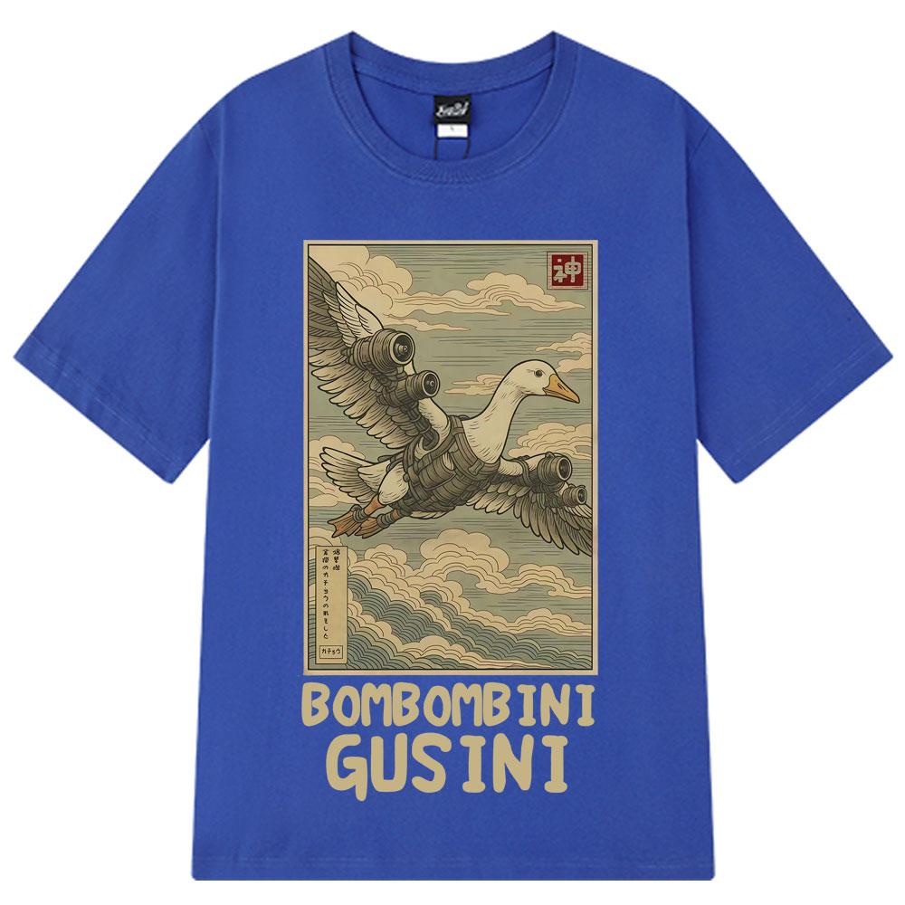 Bombombini Gusini Brainrot T-Shirt Funny Ukiyo-E Japanese Art Italian Brainrot Meme T Shirt Cotton Unisex Harajuku T-Shirts Tops