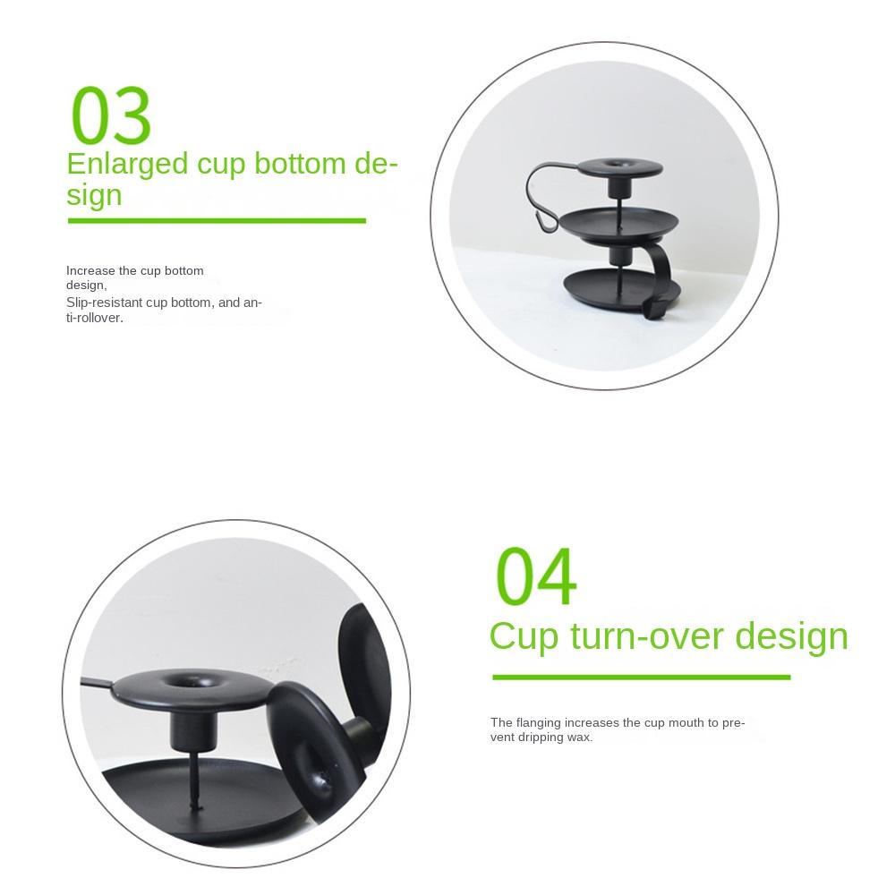 European Style Handheld Metal Candlestick with Handle Tabletop Candles Stand Birthday