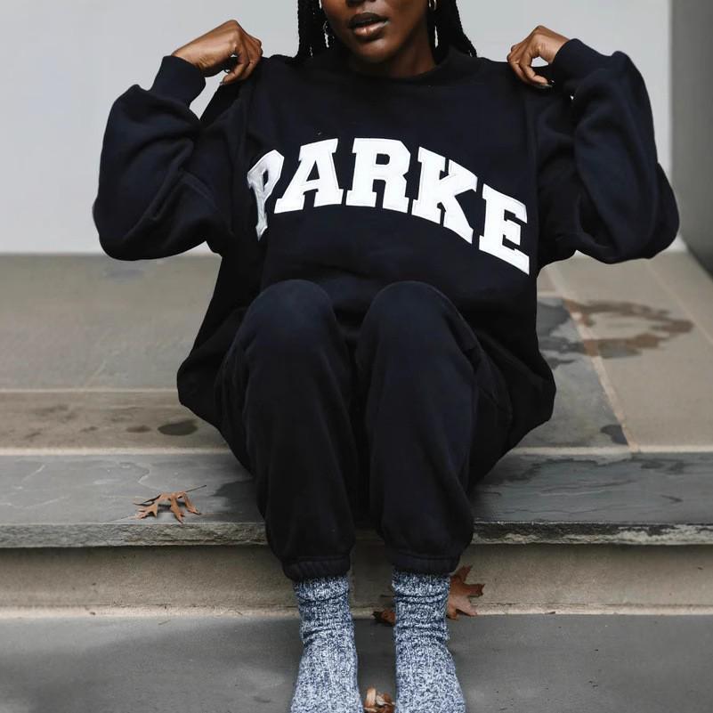 2026 PARKE Unisex Cotton Embroidered Hoodie - Versatile Slim-Fit Long Sleeve