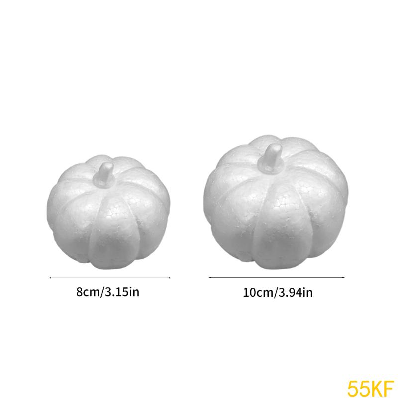 55KF 10Pcs Artificial Pumpkins 8cm OR 10cm White Foam Pumpkins for Fall Festival Thanksgiving Home Party Table Decoration