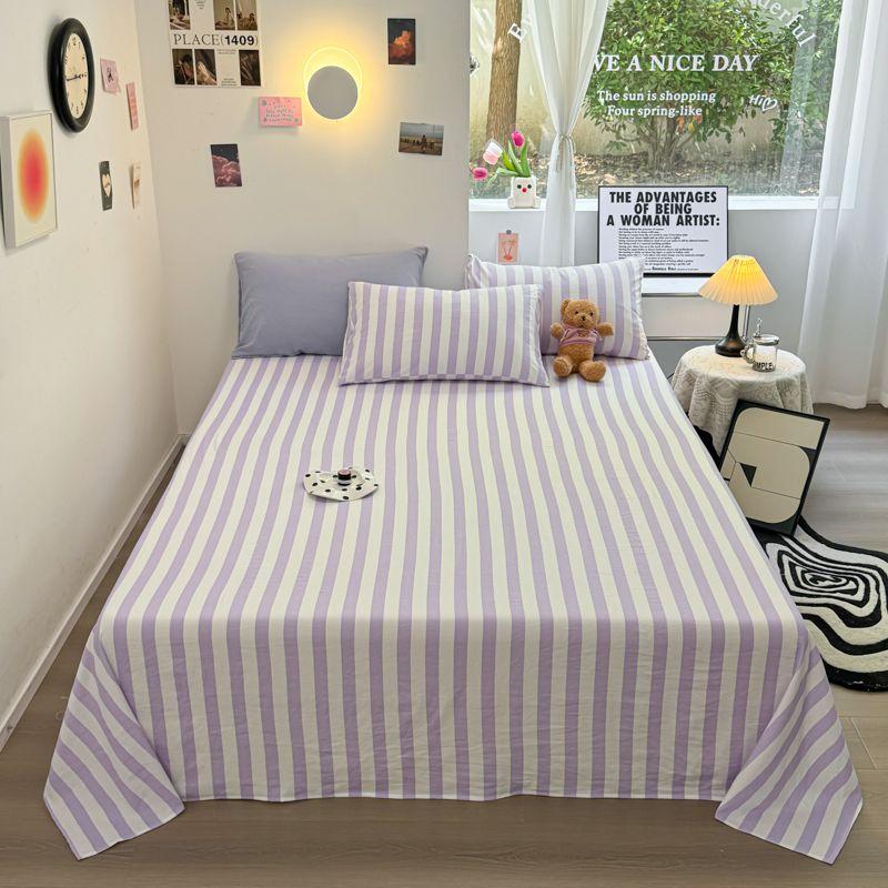 Skin Friendly and Comfortable Washed Cotton Striped Series Single Bed Sheet for Home Use, Double Student Dormitory, Single Bed Sheet