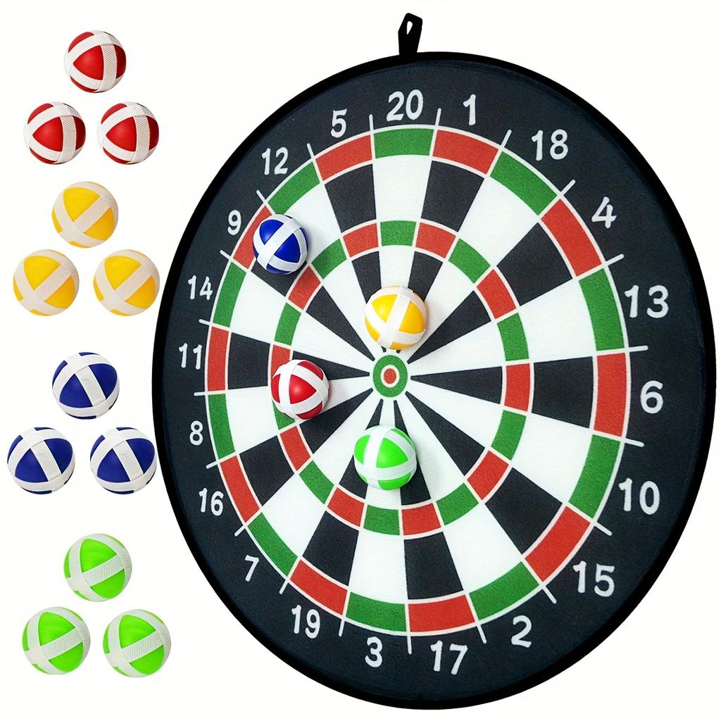 12 pezzi Set di freccette con palline adesive per interni ed esterni Giocattoli per l'allenamento dell'equilibrio Interazione genitori-bambini Regalo di compleanno Forniture per giochi per feste