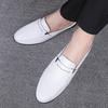 White Half Shoes For Men Mules Loafers Slippers Leather Flats Semi Drag Casual Shoes Summer Backless Driving Shoes Male Slides