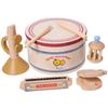 Wooden Early Education Little Musician Orff Drum Knocking Harmonica Cingboard Sensory Children's Musical Instruments Suit Educational Toys