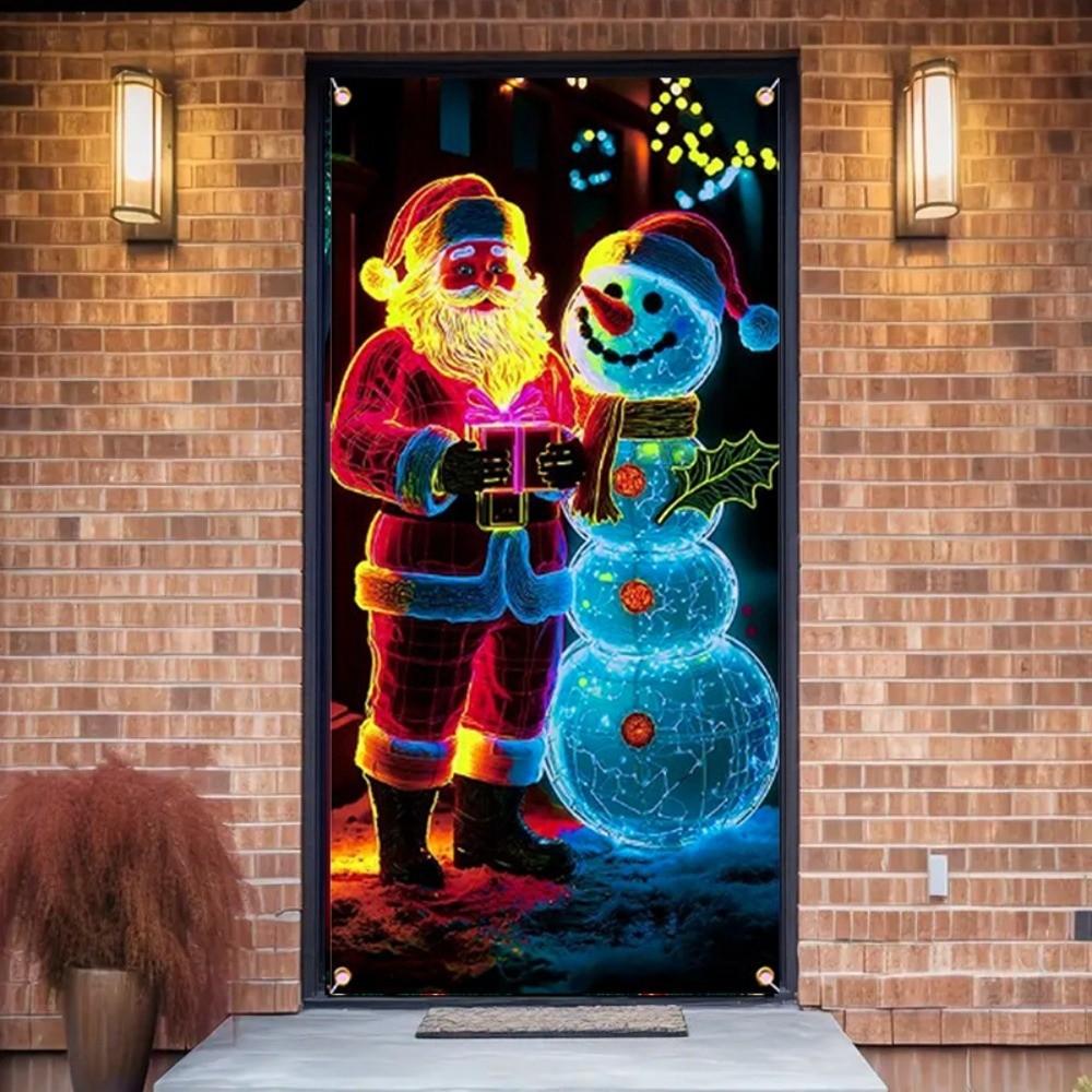 Santa Claus Christmas Door Cover Background New Year Decoration Indoor and Outdoor