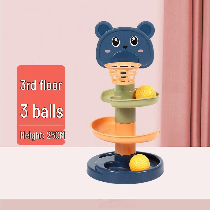 Children's Cartoon Basketball Stacking Toy: Rotating Fun Slide for Parent-Child Interaction