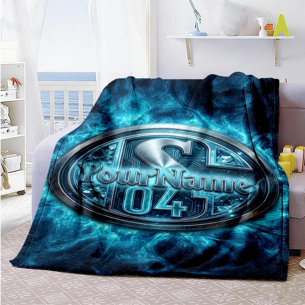 Fc Schalke 23 Customize Your Name Blanket Lightweight Personalized Blanket Comfortable for Nap Picnics Seaside Bed Four Seasons Multipurpose